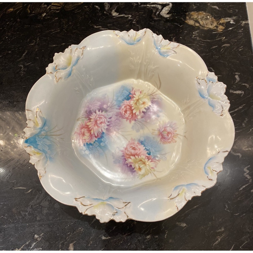 Vintage Bavarian Fine Porcelain Hand Painted Serving Bowl 9.75"